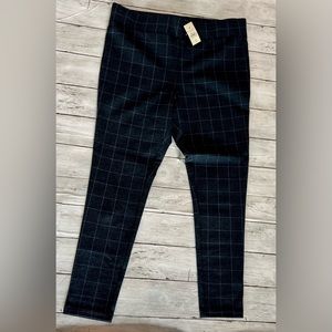 NWT Woman’s Loft Navy Blue Plaid Pants Sz Large Petite